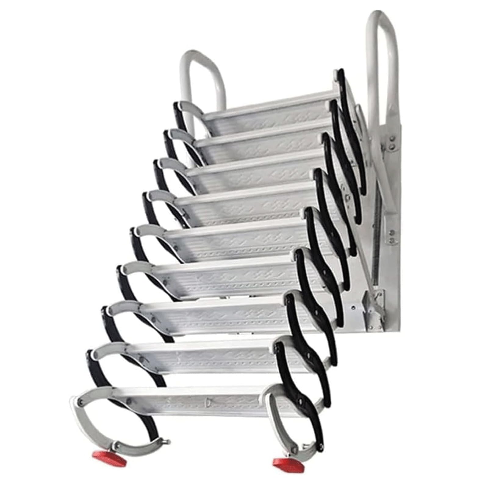 MUYRJLZX Attic Stair Carbon Steel Loft Ladder Wall Mounted Attic Ladder Pull Down Manual Extension Ladder with Top Armrest Retractable Ladder(2.5-2.75m)