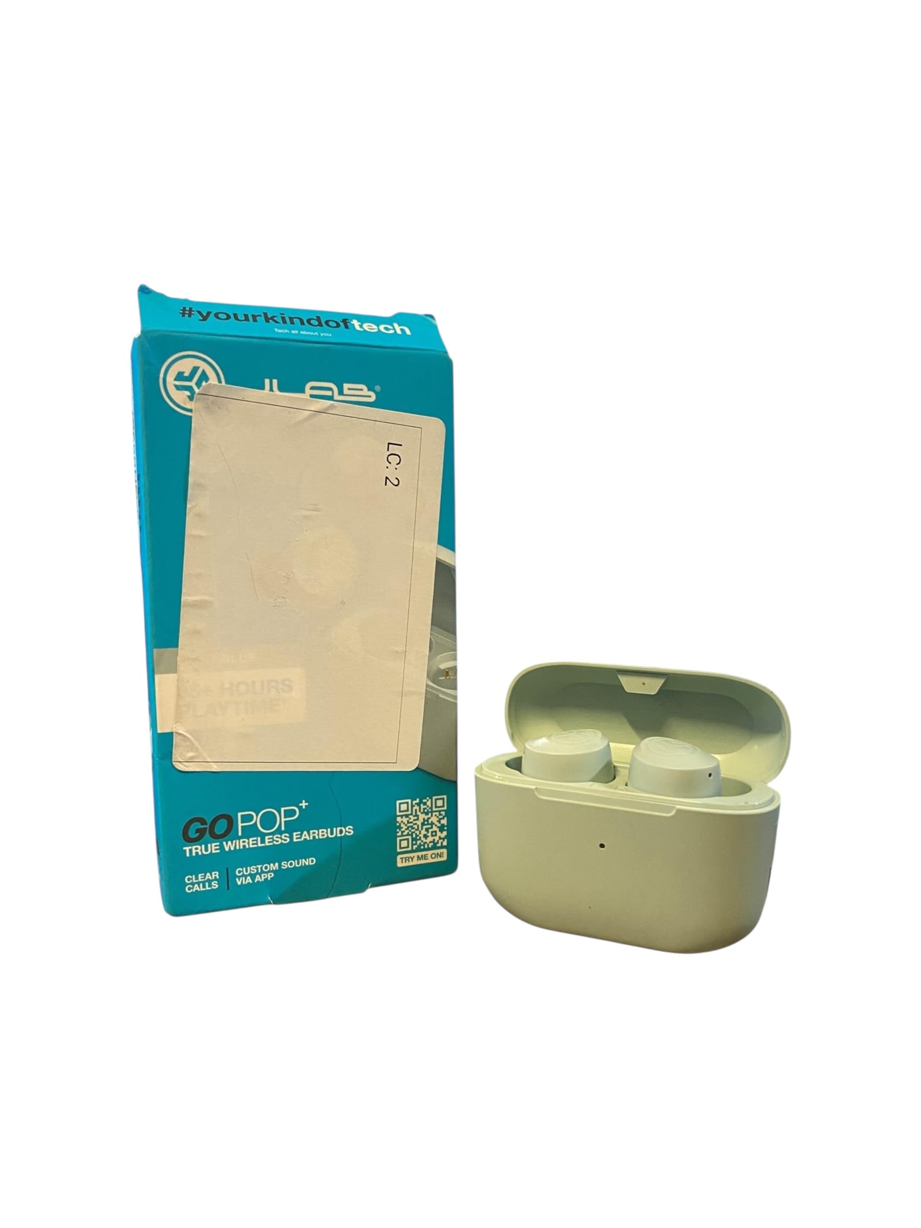 jlab go pop+ true wireless earbuds light blue