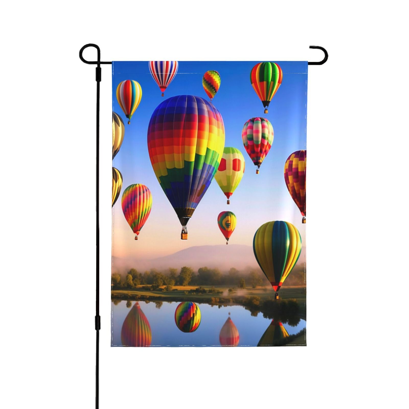 Drapeau de jardin montgolfières grand drapeau de maison extérieur en polyester