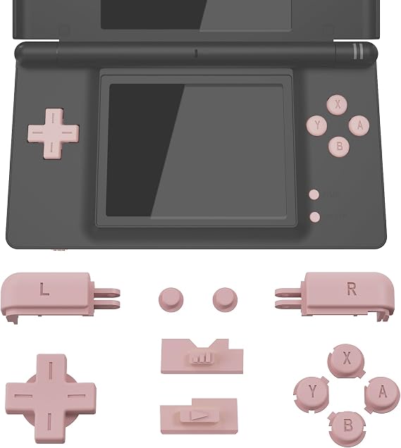 eXtremeRate White Replacement Full Housing Shell Buttons + Cherry Blossoms Pink Buttons for Nintendo DS Lite - Console NOT Included