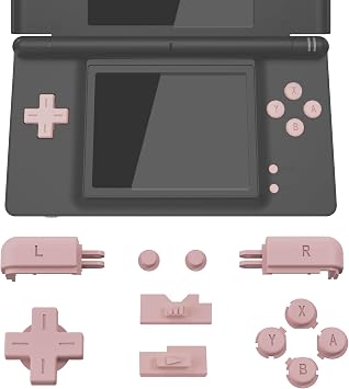 eXtremeRate White Replacement Full Housing Shell Buttons + Cherry Blossoms Pink Buttons for Nintendo DS Lite - Console NOT Included