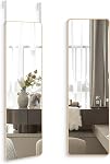 Au-dessus du miroir de porte, 14" x 42" Miroir pleine longueur, miroir de suspension rectangulaire de porte noire, longue robe du corps avec support suspendu pour chambre, salon, dorme