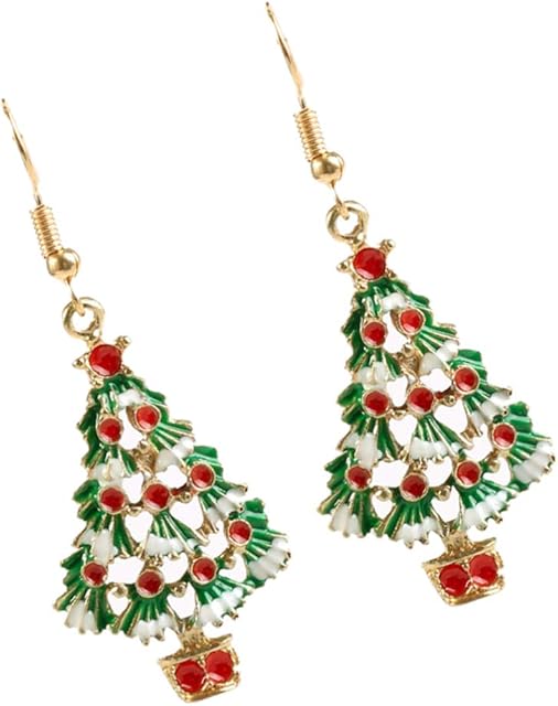 NUOBESTY 1 Pair of Christmas Tree Earrings Christmas Earrings for Women Handmade Christmas Tree Drop Dangle Earrings
