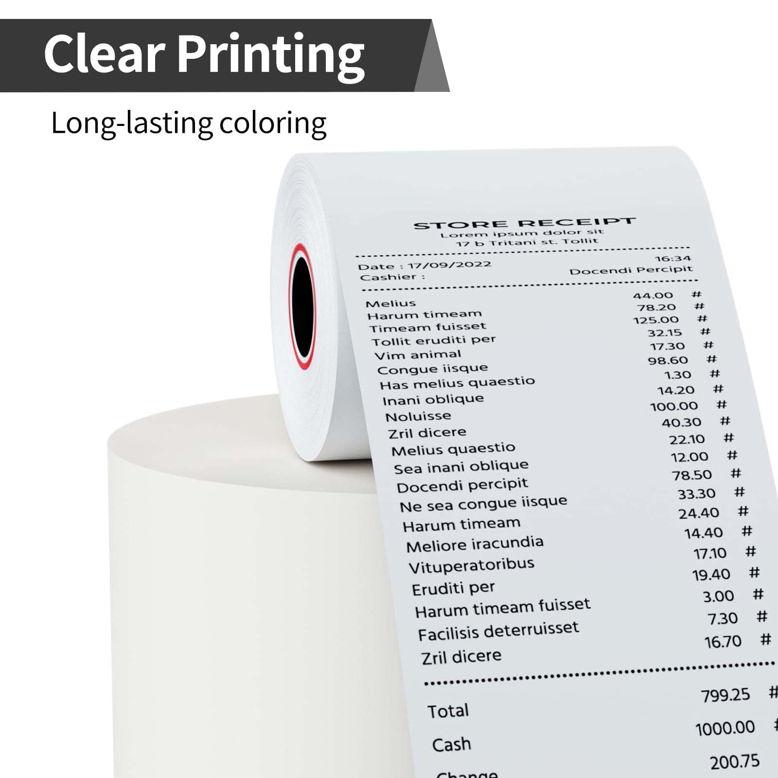Rollos de papel térmico para recibos, papel térmico de 3-1/8 x 230 pies, rollos de papel para caja registradora POS, (5 rollos)