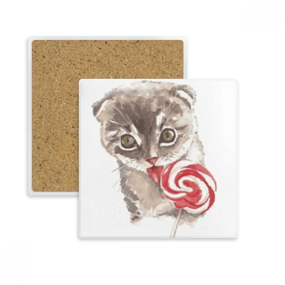 Coaster chat aquarelle en pierre absorbante de haute qualité esthétique