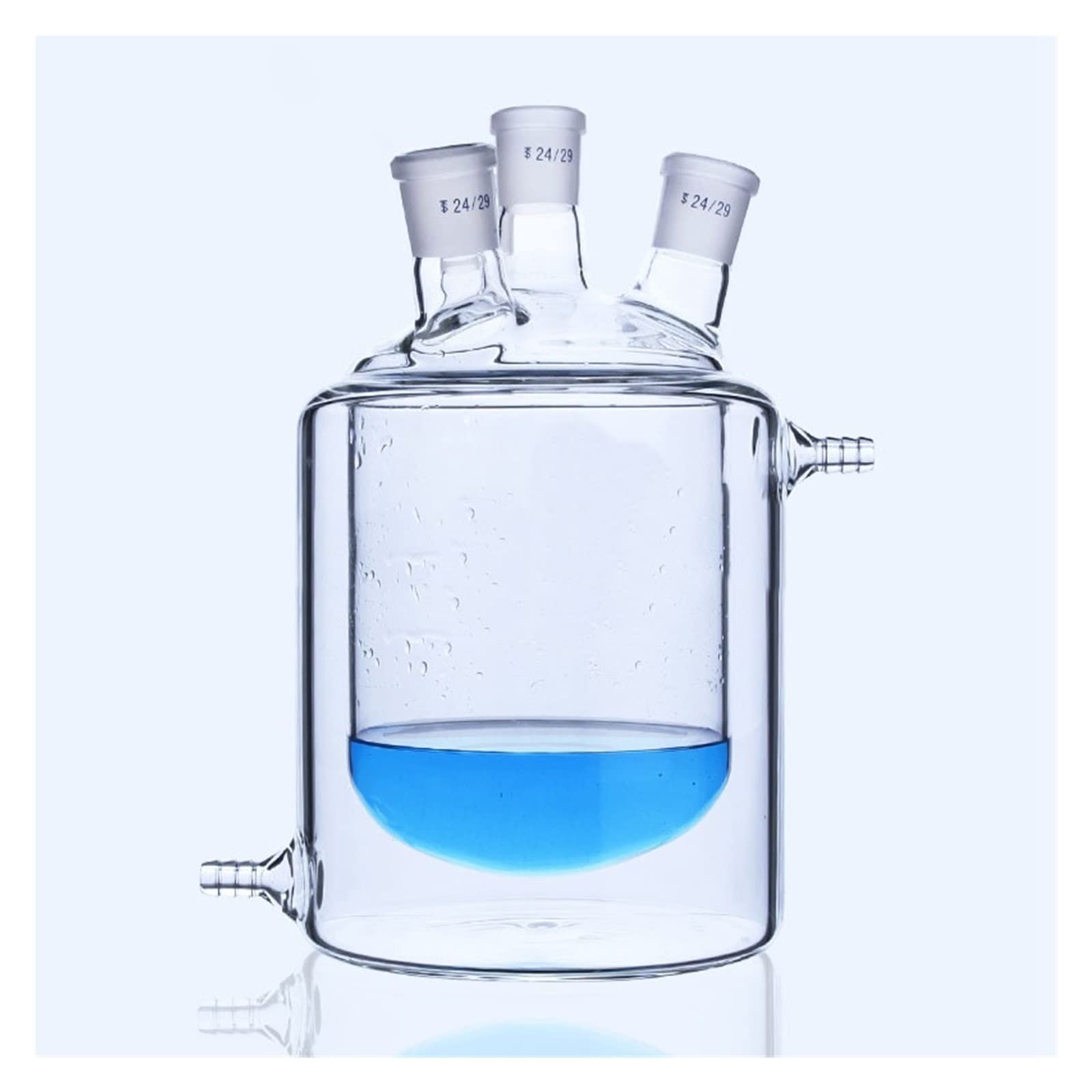 Frasco de reacción con camisa de vidrio de cuatro bocas de fondo, matraz de Reactor de laboratorio de doble capa for laboratorio(250mL 24x24x24x24)