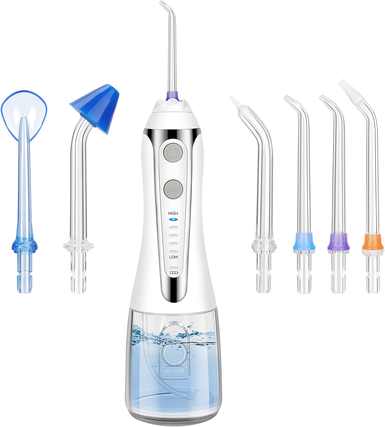 Cordless Water Flosser for Teeth - Nivlan Newest IPX7 Waterproof Teeth Cleaning Tools with 300ML Tank, 5 Modes & 6 Jet Tips, USB Rechargeable Dental Floss for Braces and Bridges Care