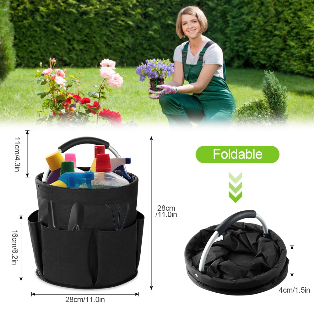 Porta Prodotti Pulizia Organizer 17 L,Secchio Porta Detersivi, Carrello Pulizie con Manico,Contenitore per Utensili per La Pulizia,Borsa per Pulizie Pieghevole,Borsa per Attrezzi da Giardino
