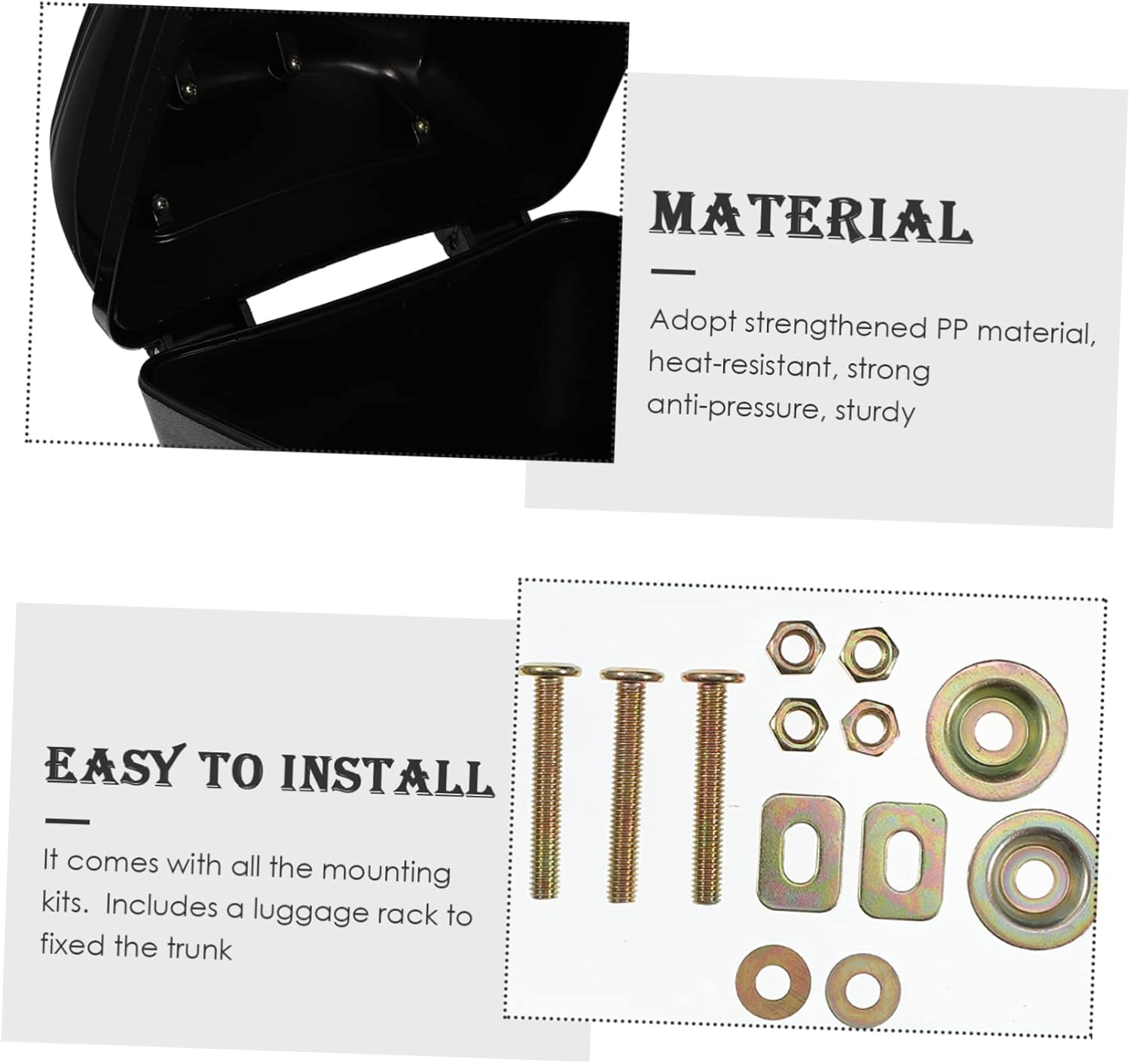 Cabilock Motorcycle Rear Bag Black Tail Trunk Storage to Install Secure Lock Durable Material for Scooter and Motorcycle Anti-theft Luggage Carrier