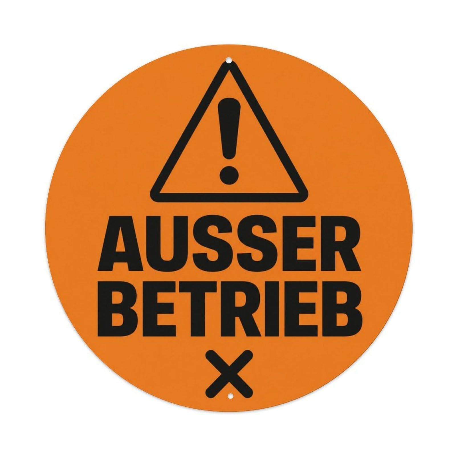 German Out Of Order Restroom Notice Orange Warning Metal Tin Sign