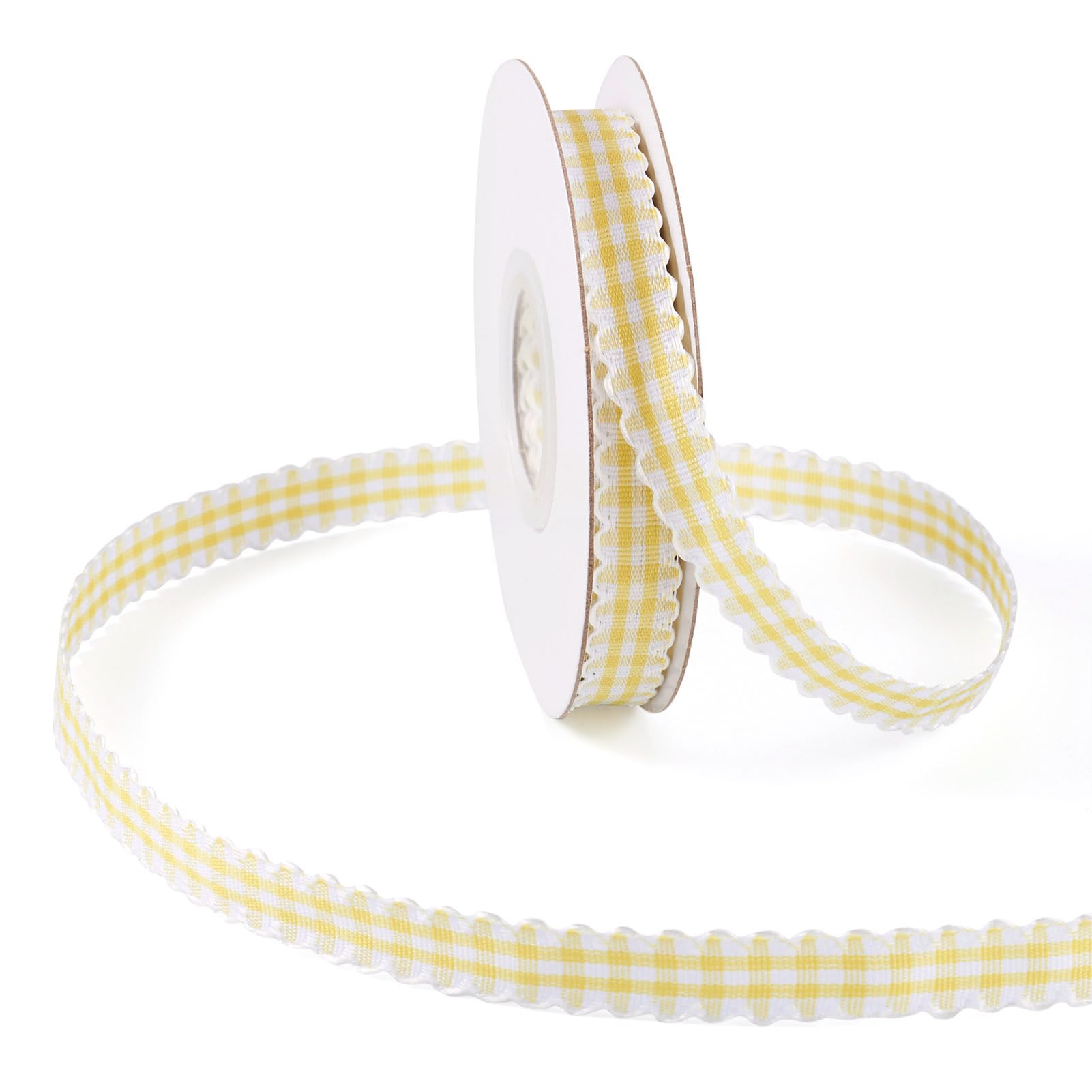 ギンガムチェックリボン　黄色　10巻き ギンガムチェックリボン 黄色 10巻き Amazon.co.jp: ZQYSING