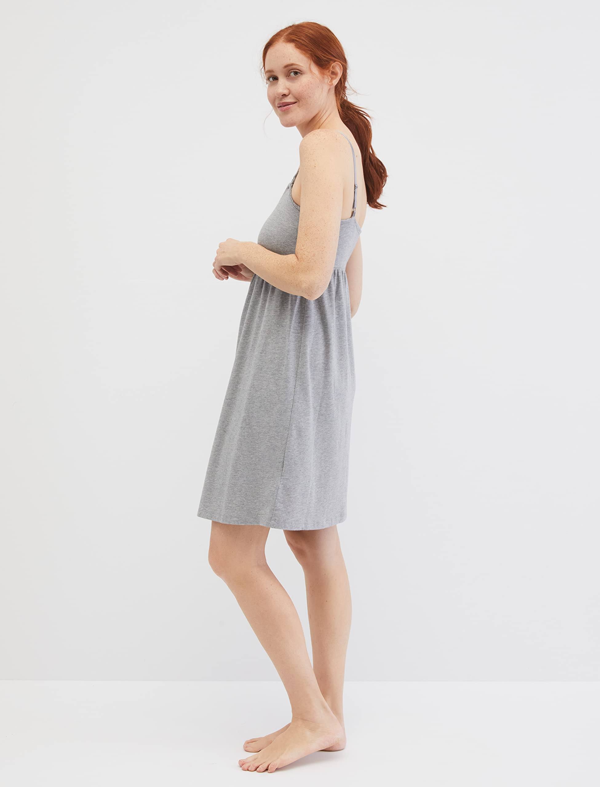 Motherhood Maternity Camisón de Lactancia con Clip Y Ribete de Encaje para Lactancia Camisón Mujer