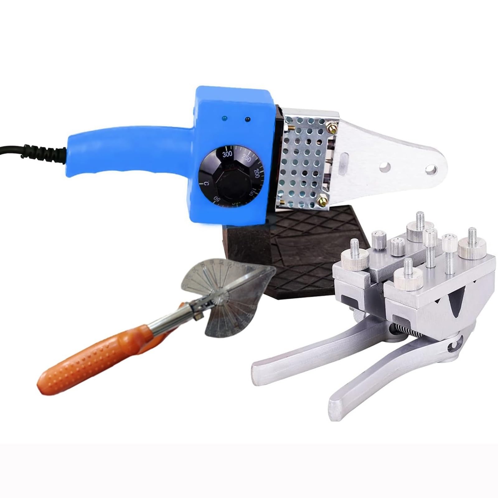 WUCIOA PU Round Belt Welding Machine, 800W Electric Drive Belt Connector Polyurethane Belt Hot Melt Machine Set with Scissor, Fixture, PU Belt Welder Connector for PU Strips, Plastic Pipes