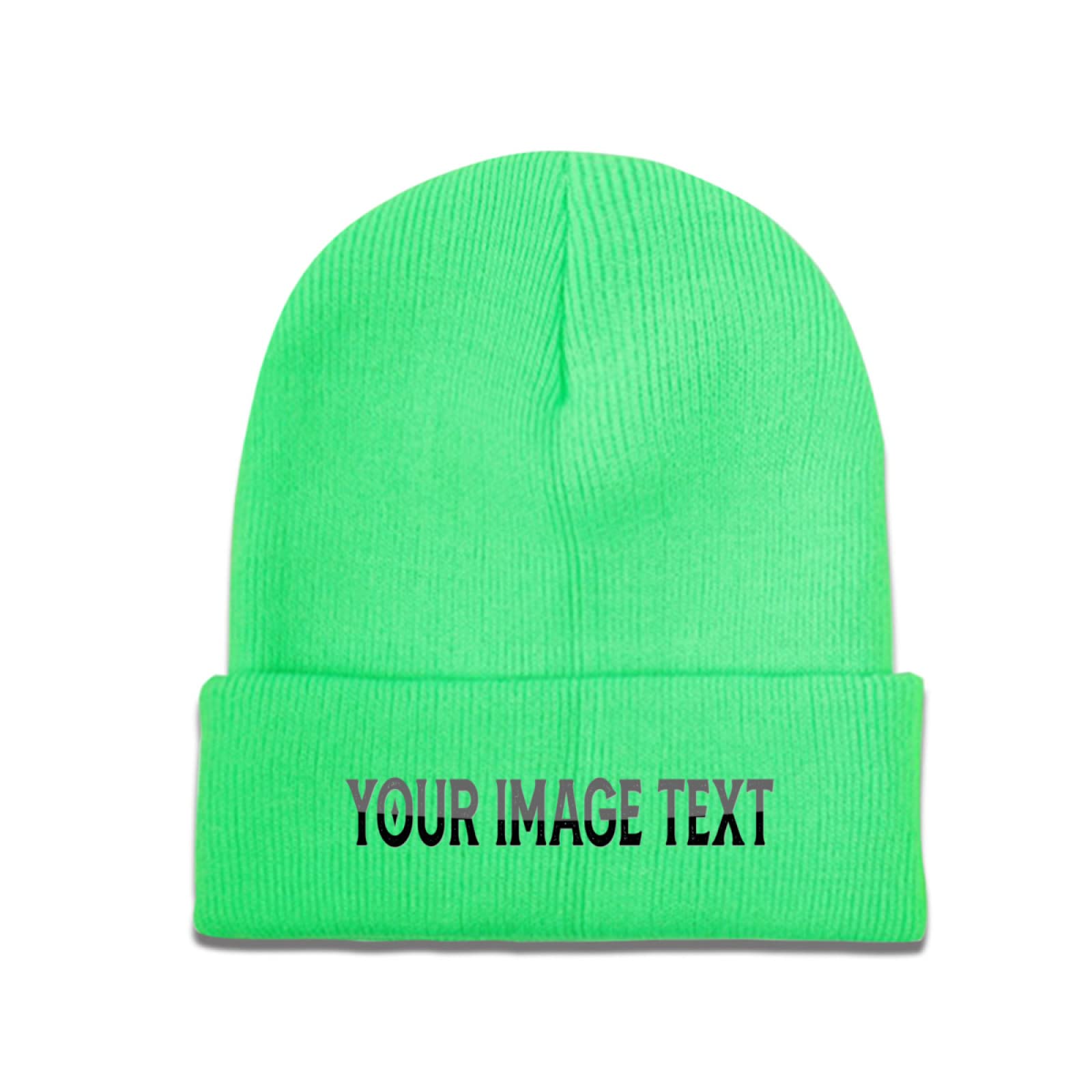 Miujonvy Unisex Green Winter Hat Beanie For Men Women Add Your Own Picture Cuffed Beanie Hat