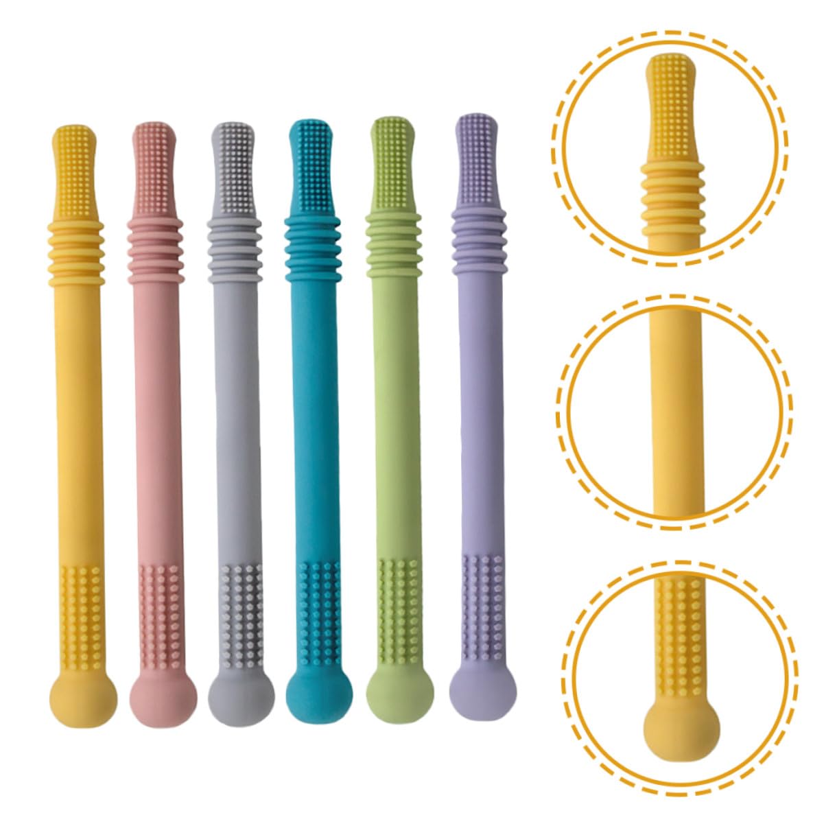 Molare per Dentizione in Silicone 6 Pezzi per Ragazzo Ragazza e Adulti | Tubo Cavo, Favorisce Movimento Mandibolare e Abilità Orali, Adatto a Regalo Nascita o Compleanno