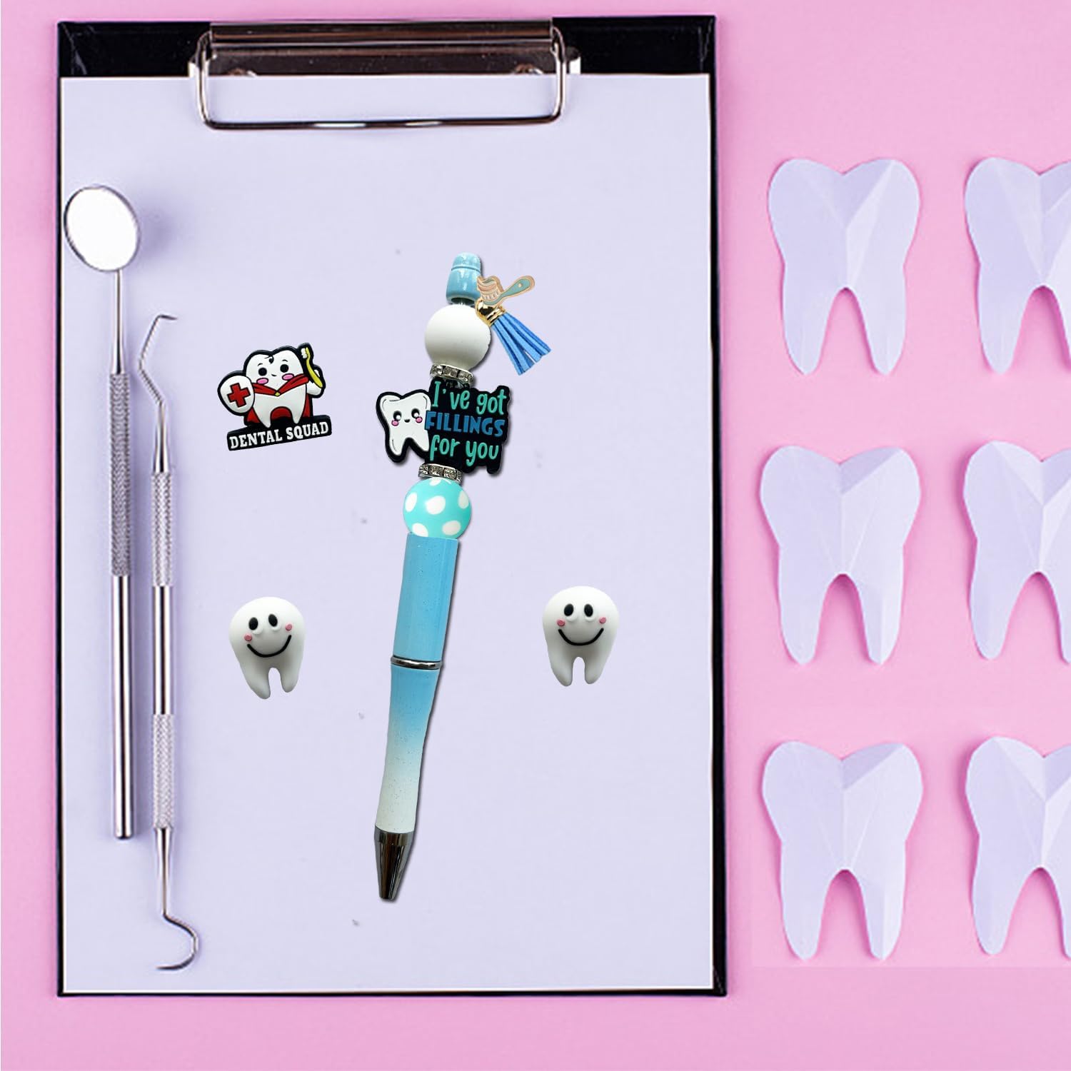 Beadable Pens Bulk DIY Pen Making Kit with Silicone Focal Beads Make Your Own Ballpoint Pens (Dental)