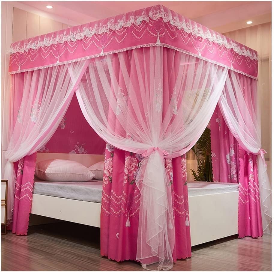 Décoration de chambre à coucher ciel de lit rose et moustiquaire 2m