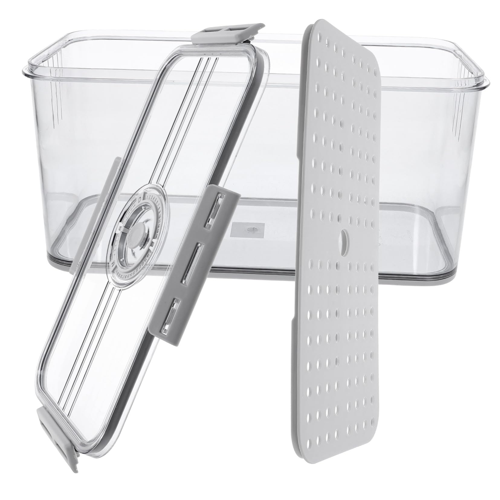 Frischebox mit Zeitaufzeichnung Dichtungsring Luftdichtes Gemüse Obstlagerbehälter für Kühlschrank Bpa frei Transparente Frischhaltedose mit Ablaufwanne und Großem