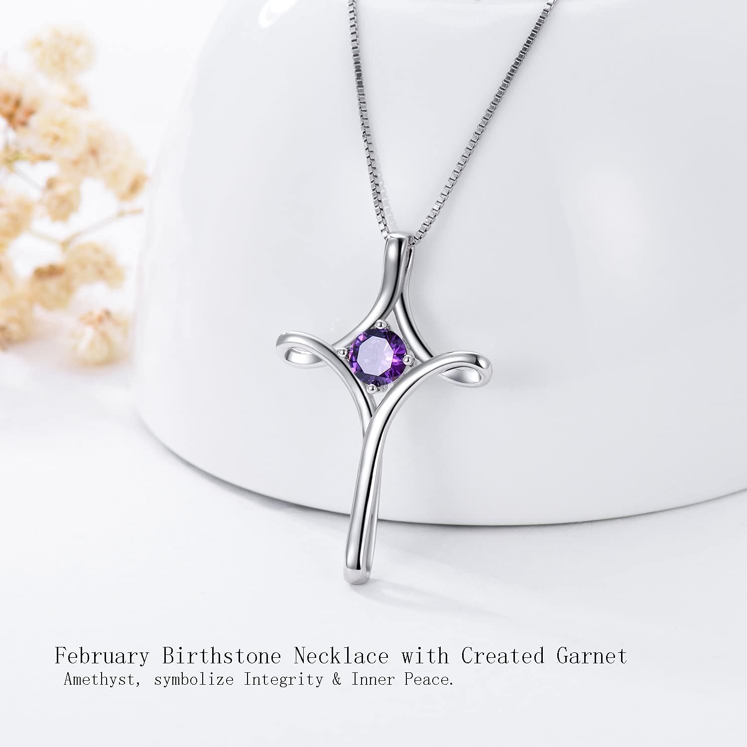 TOUPOP Cross Necklace for Women 925 Sterling Silver Birthstone Cross Pendant Fine Jewelry Valentines Day Birthday Gifts for Her Mom Wife Girlfriend - Image 5