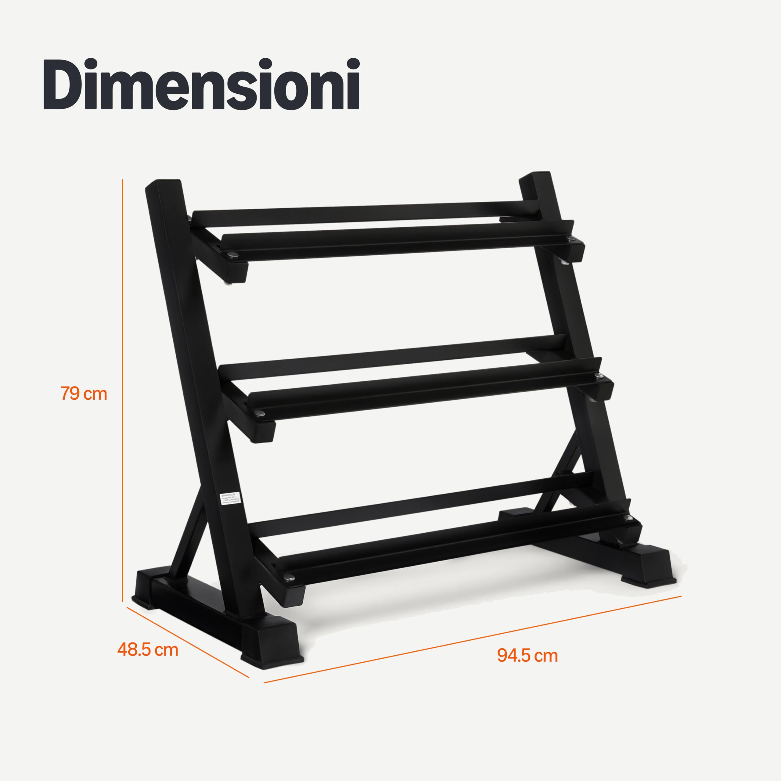 Amazon Basics, Rack per manubri regolabile con 3 ripiani (solo il supporto), nero