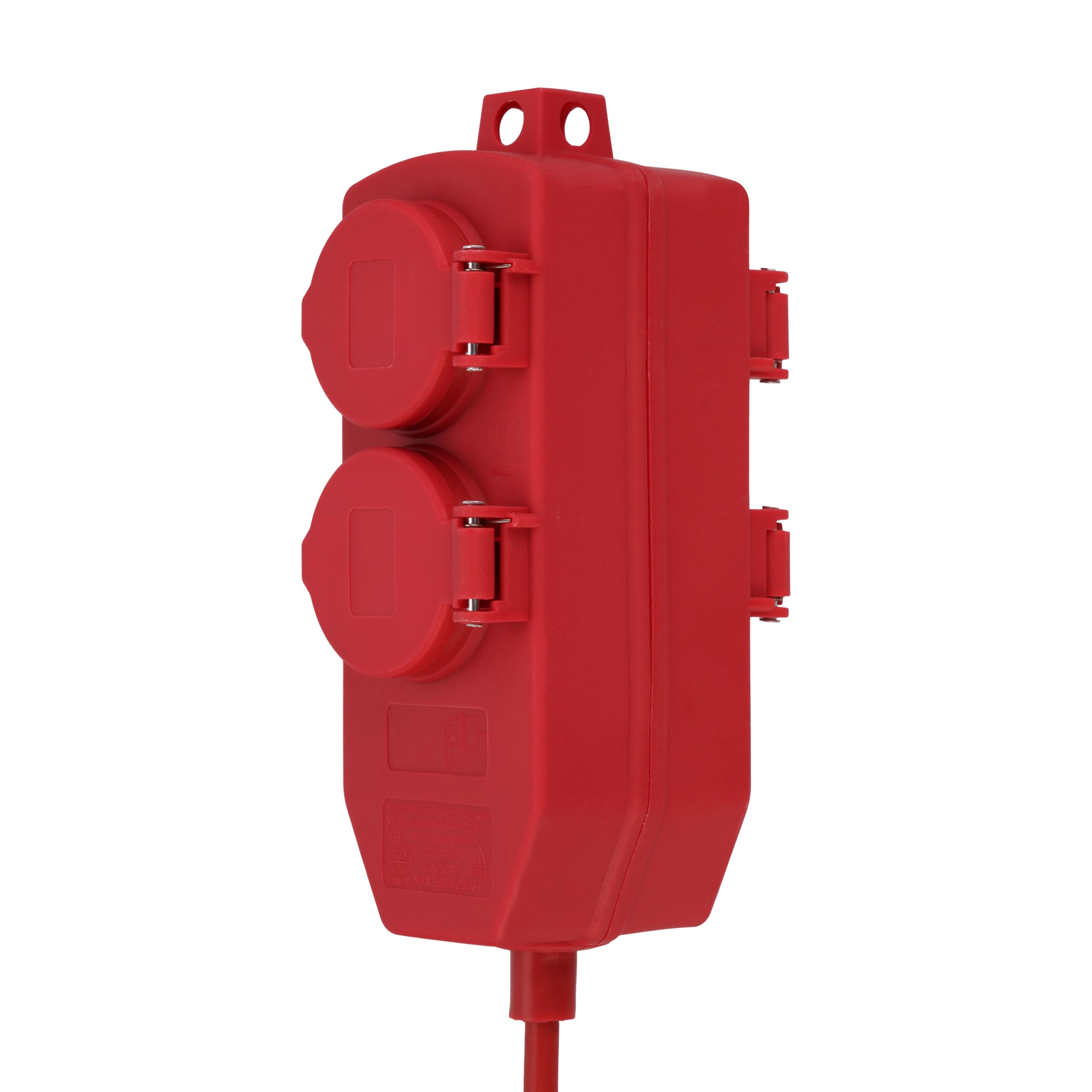 REV Verlängerung 4fach, Verlängerungskabel Outdoor, IP44, 10m, 3680W, rot