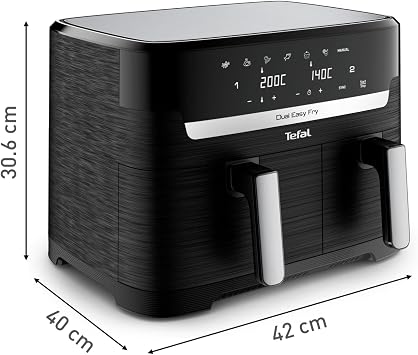 Tefal Easy Fry Dual Zone 8.3L Air Fryer, 8 Programs, Black & Metal