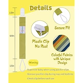 babygoal Neutral Pacifier Clips, 6 Pack Binky Paci Holder Leashes Fits for Most Pacifiers and Binkies