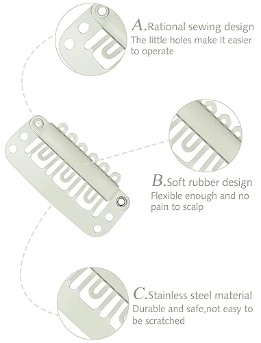 Miniatura 5 de Rose bud Rosebud - 50 pinzas para peluca de 1.260 in, pinzas para extensiones de cabello, herramientas de extensión en forma de U, 6 dientes,