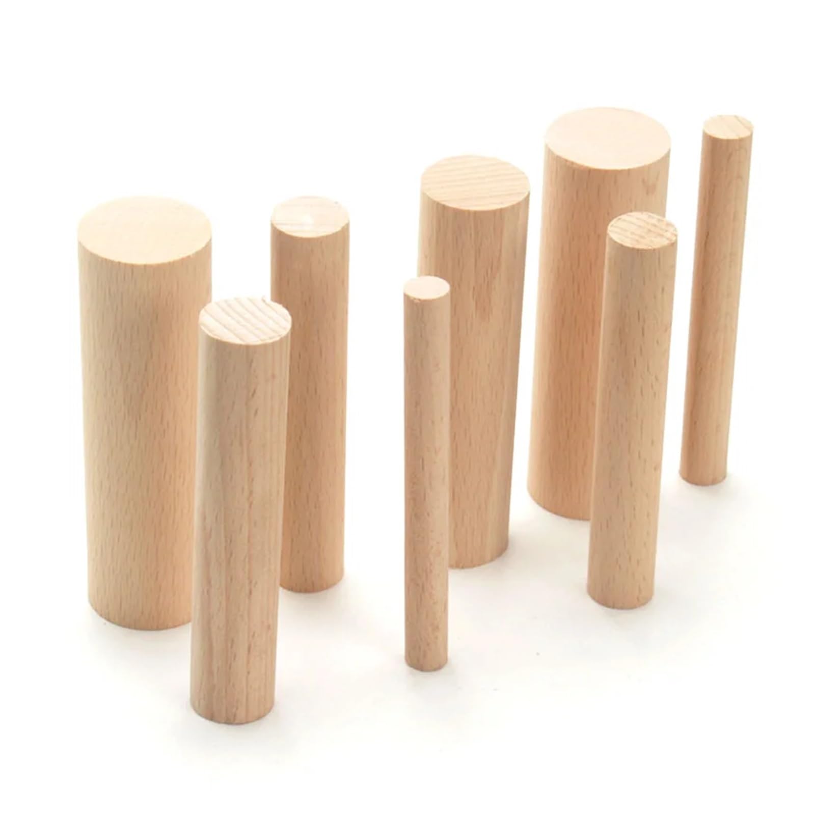 Puste drewniane kołki, Zestaw 5 prętów do kołków z twardego drewna, 1-1,4 cm x 10-40, makramy(1.4x40cm)