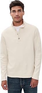 Vince Men's Button Mock Neck Long Sleeve