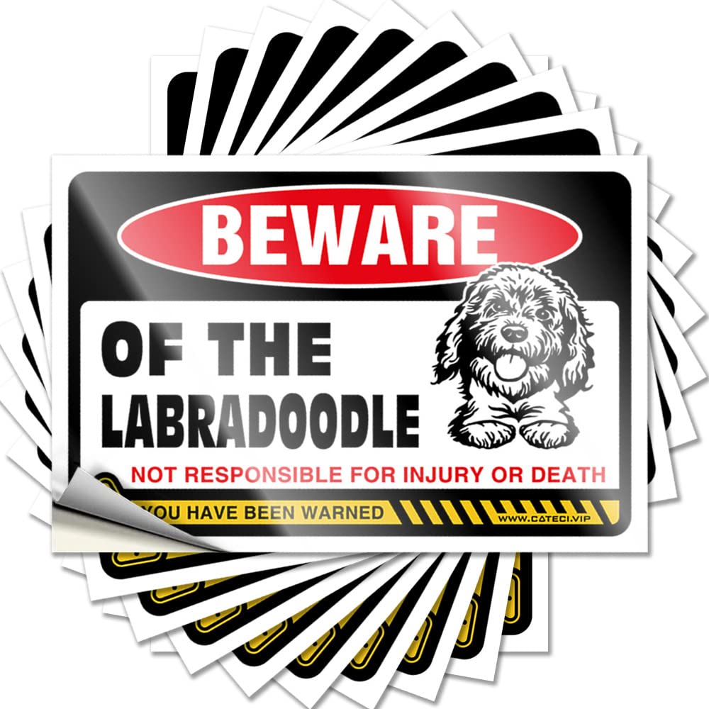 Funny Sticker Beware of Labradoodle Funny Sticker 10 Pcs Car Stickers Decal Stickers for Cars(8X12CM)