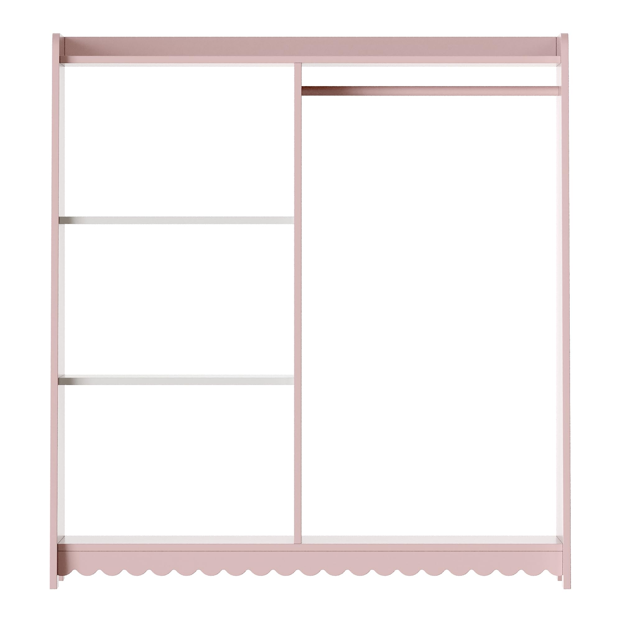 [en.casa] Portant à Vêtements pour Enfants avec Barre de Penderie et Étagères Portemanteau avec Compartiments de Rangement Garde-Robe MDF 90 x 80 x 38 cm Rose Blanc