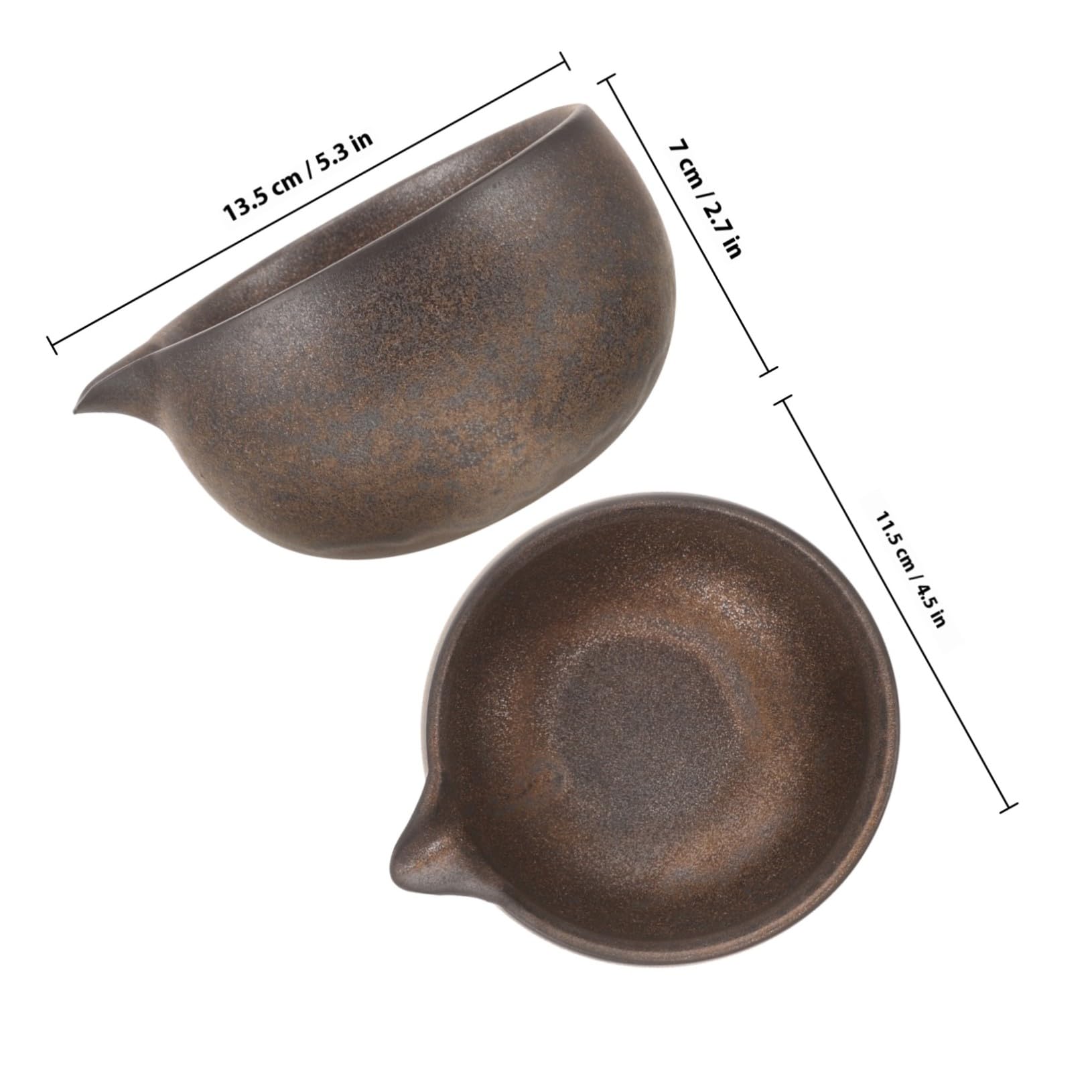Ciieeo Ciotola da Matcha Giapponese in Ceramica Nera con Beccuccio | Cerimonia del Tè, Versamento Facile, Stile Tradizionale, Uso Versatile