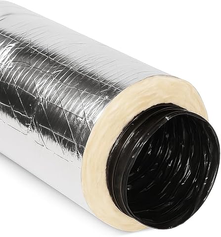 HVAC Insulated Flex Ductwork – 10" x 25 Ft R6, Flexible Aluminum Air Duct for Re
