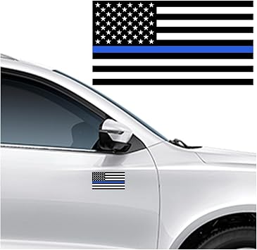 American Flag Decal Thin Blue Line Sticker, 5.8"3" Blue Lives Matter Flag Sticker Vinyl US Flag Decal - Support Police Law Enforcement Officer Sticker for Car, Truck, Window, Bumper Classic Flag