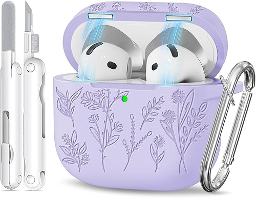 Miniatura 25 de Funda para Airpods Pro 3, Fundas con Grabado de Flores para Apple AirPods Pro de 3ª Generación 2025, Funda de Silicona Suave para Hombres y Mujeres