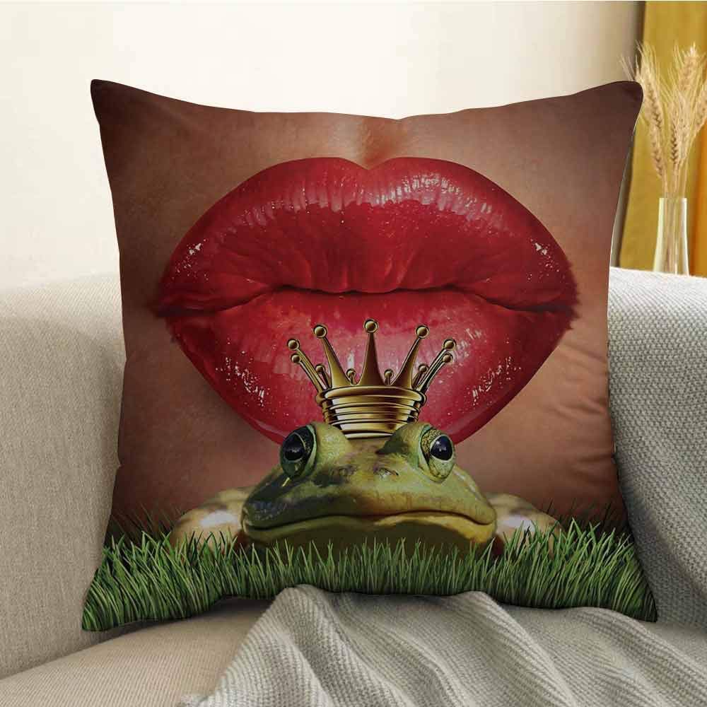 mallcentral-EU Pillowcase Hug Pillowcase Cushion Pillow Lady Finds Her Frog Prince Soul Mate in Love Valentines Romance Fairy Tale Art