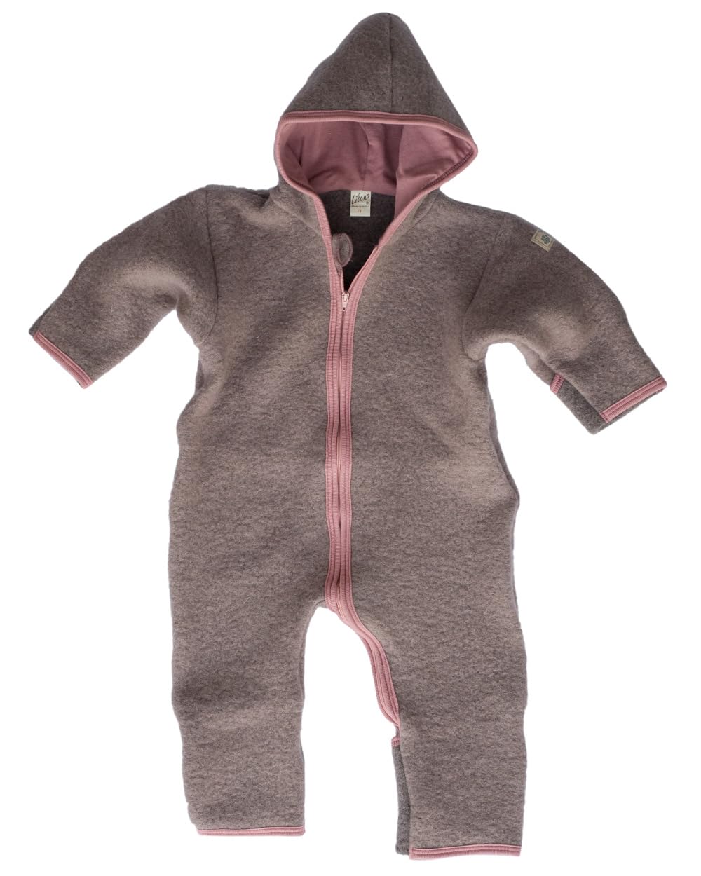 Lilano Wollfilz - Traje de invierno con capucha forrada, 80% lana, 20% algodón orgánico, unisex, natural, 3-6 meses o 6-9 m, traje de invierno