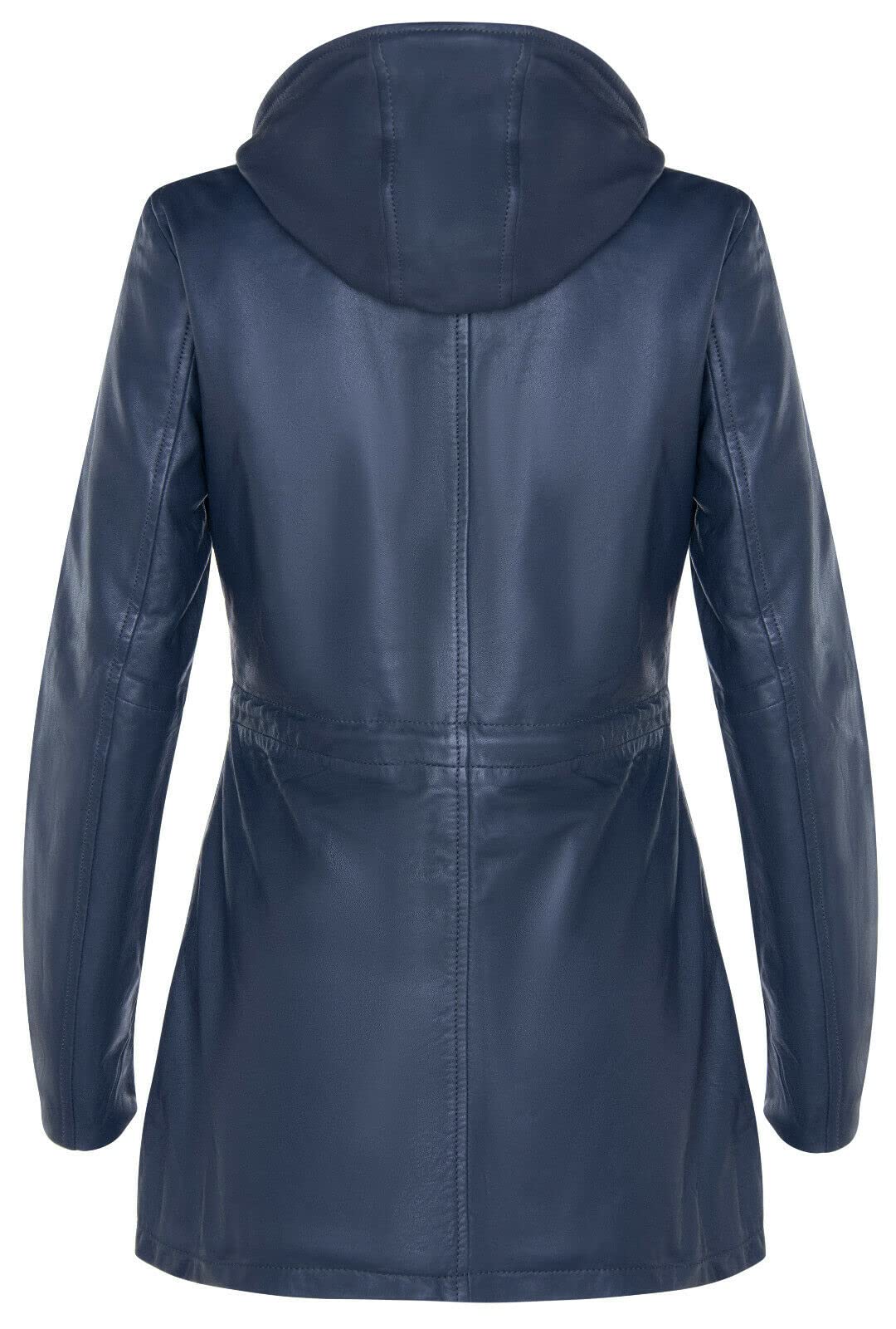 Abrigo Gabardina para Damas de Cuero Acolchado con Capucha Desmontable