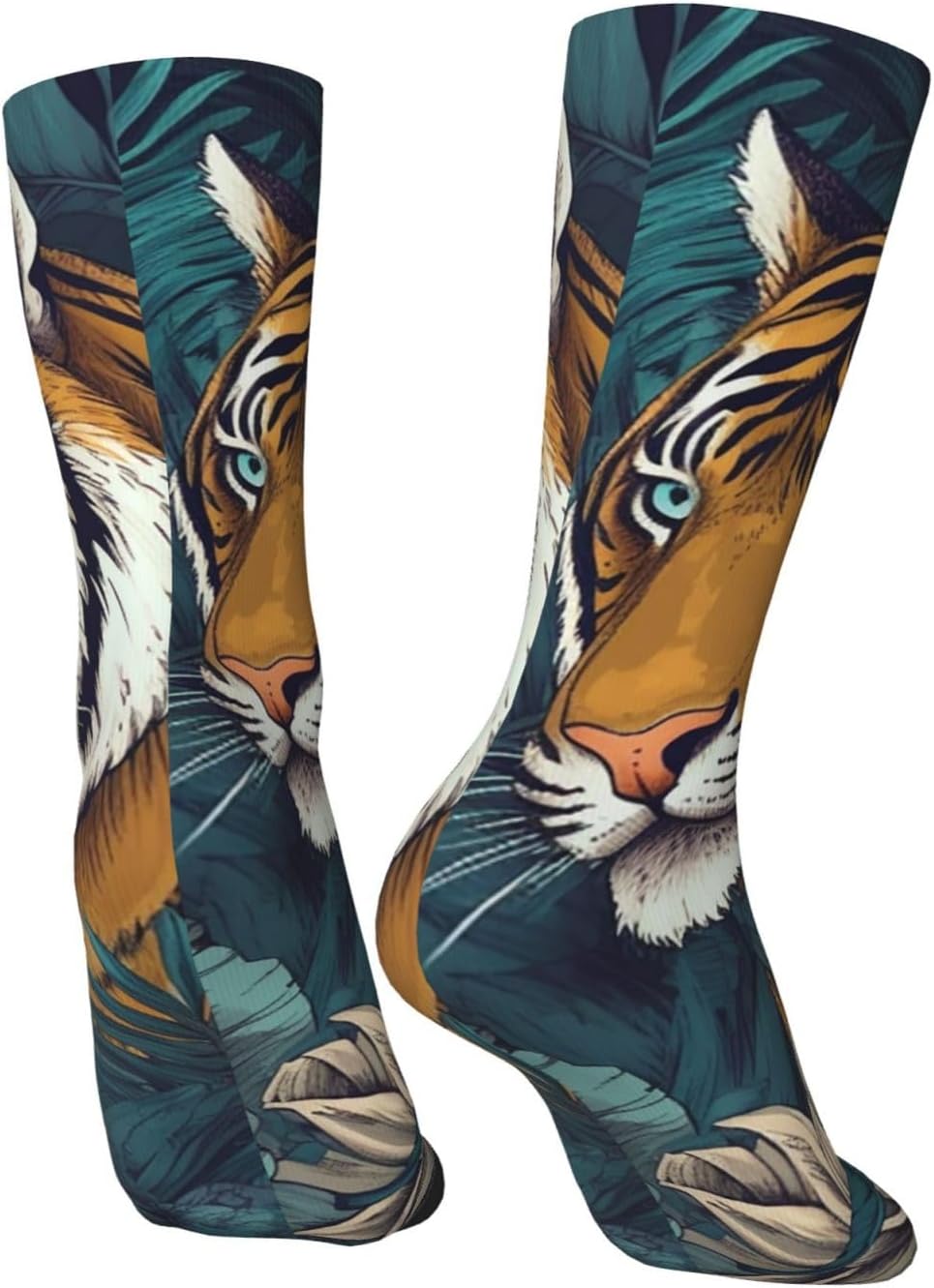Tropical tiger Crew Socks for Men Women Moisture Wicking Cushion Athletic Sock Casual Novelty Socks Gift