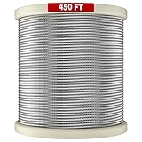 LuckIn 1/8 Stainless Steel Cable 450ft, T316 Deck Cable Railing, 1/8 Wire Rope Cable with 7x7 Strands Construction