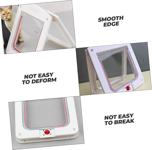 Miniatura 6 de 2pcs Controllable Small Pet Entry Cat Hole with Lock for Indoor Use Lightweight Two-Way Access Cat Gate Easy to Install White and Brown Animal Access