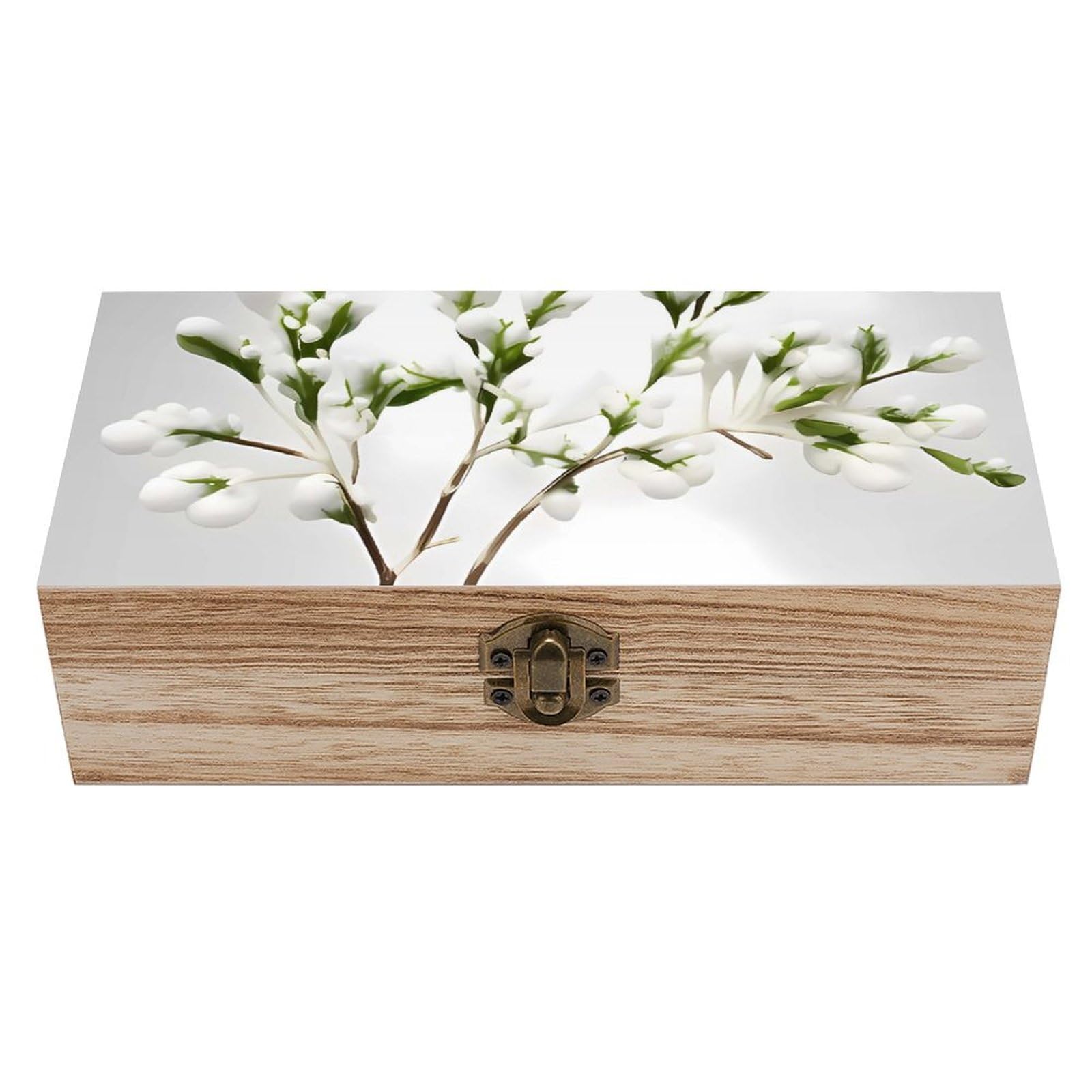 Boîte de rangement en bois blanc pour organiser bijoux et petits souvenirs