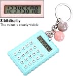 Mini Calculator,ASHATA 8-Digit Pocket Calculator Portable Calculator, Battery-Operated Calculator Pocket Calculator with Keychain for Children, Friends, 4-Color Colleagues (Green)