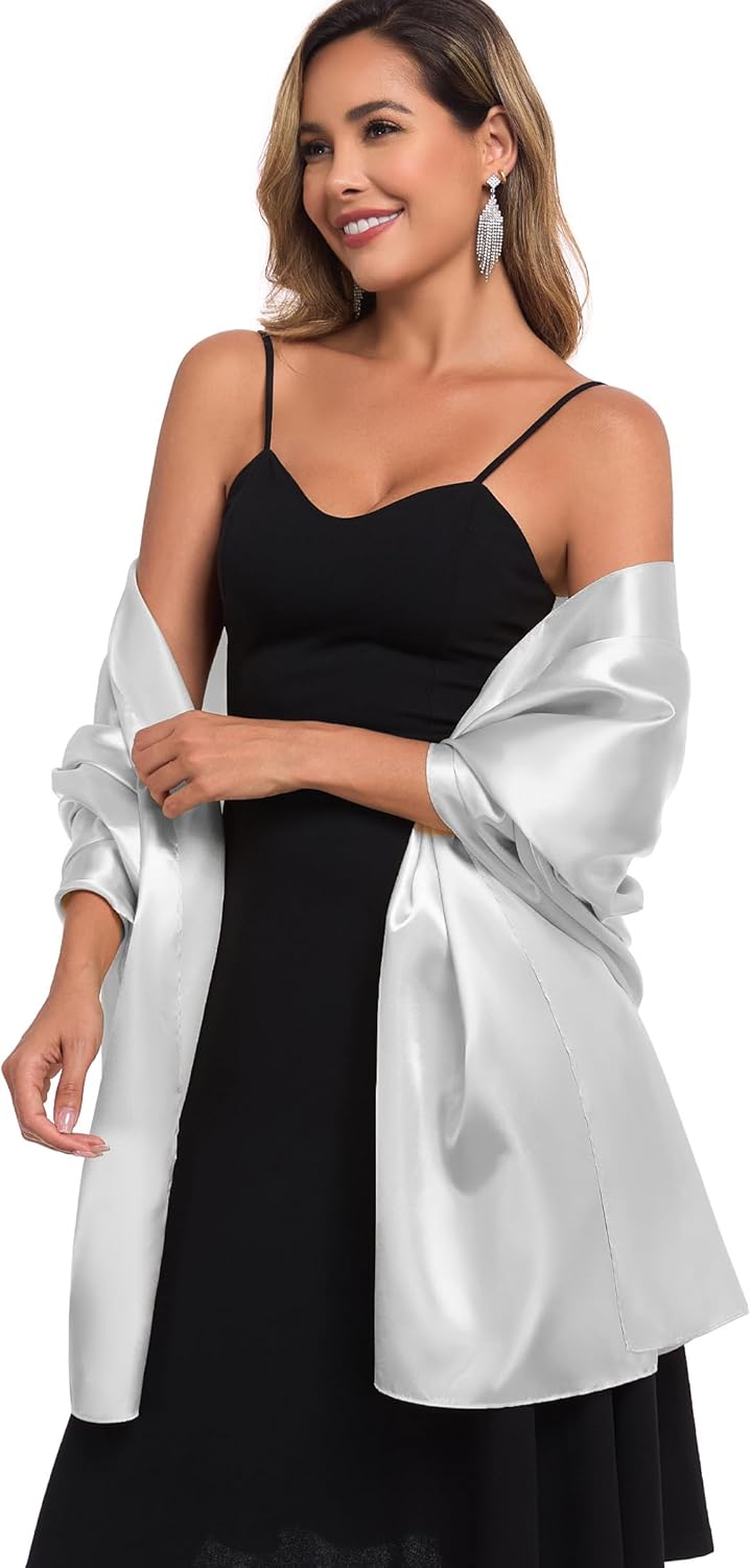 Shawls and Wraps for Evening Dresses Satin Women Long Scarf Wedding Guest Shawl - Image 4