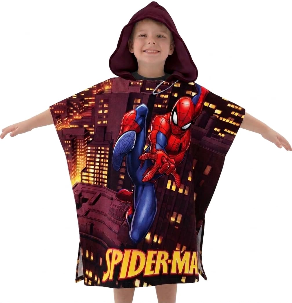 Hooded Bath Beach Towel Poncho Spiderman For Kids & Children Girls Boys Gift