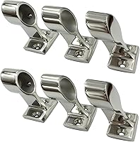 SWTHM 6pcs 316 Stainless Steel Boat Hand Rail Brackets - End, Center & Front Lift Stanchions for 1" OD Tube, Marine Heavy Duty