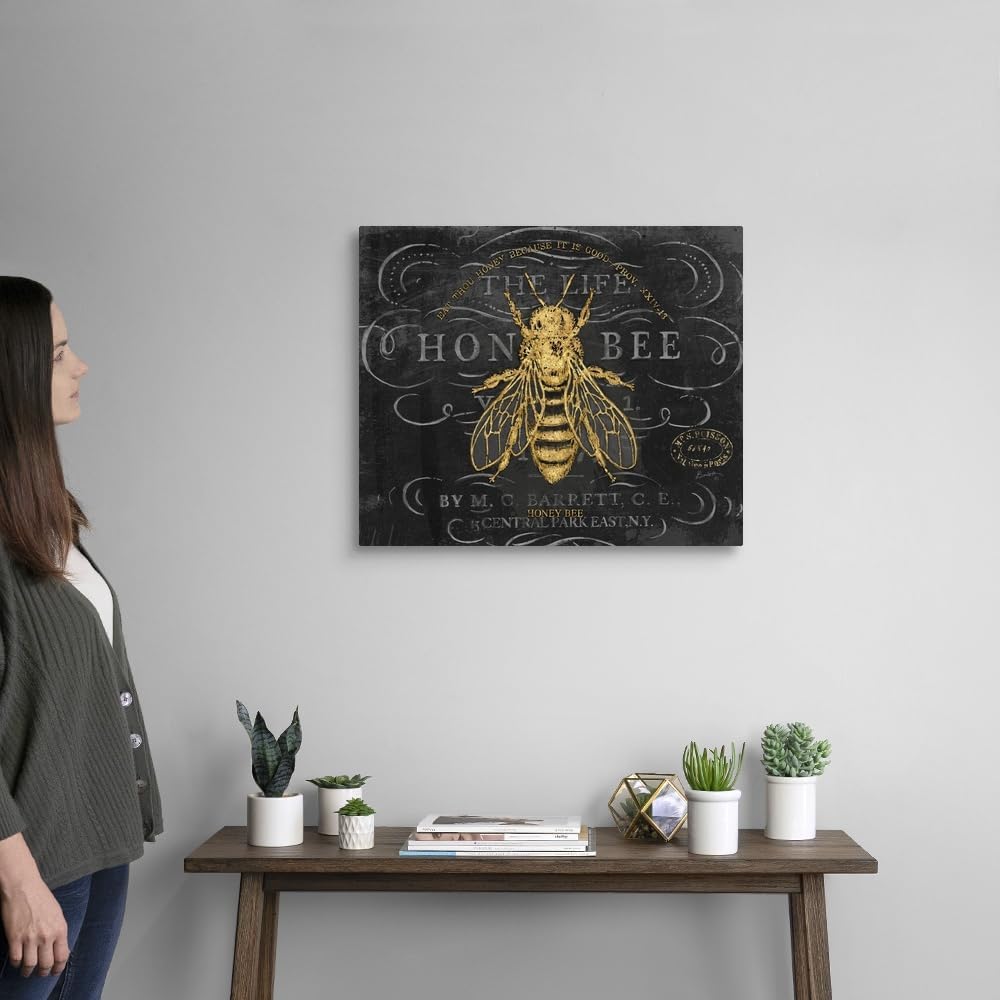 CANVAS ON DEMAND Honey Bee Canvas Wall Art Print by Chad Barrett, Home Decor, Quote, Wildlife Artwork,24" x20in - Image 2