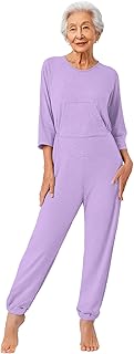 Linjinx Women Adult Alzheimers Anti-Strip Jumpsuit One-Piece Long-Sleeved Trousers Security Back-Zip Jumpsuit