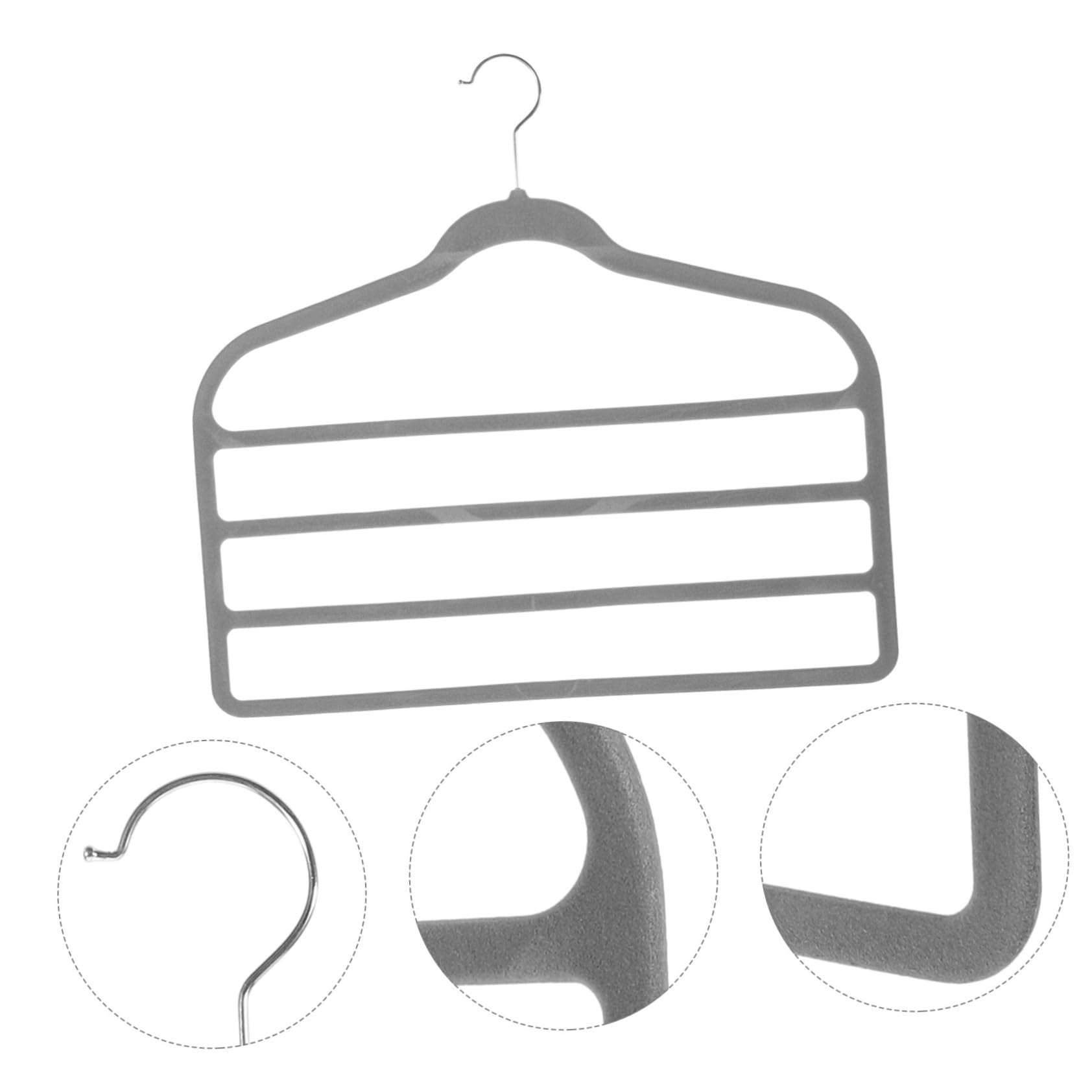 UKCOCO Perchas Multicapa de Plástico para Pantalones 10 Piezas Revestimiento de Flocking Antideslizante y Acabado Fino para Organizar Armario y Ahorrar Espacio